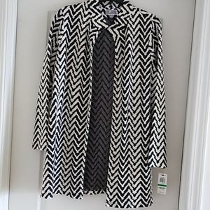 JM Collection Black white open front dressy top